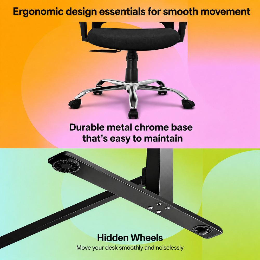 Lyft - Height Adjustable Table (Black Base and Black Top) With Spin - Office Chair (Jet Black)