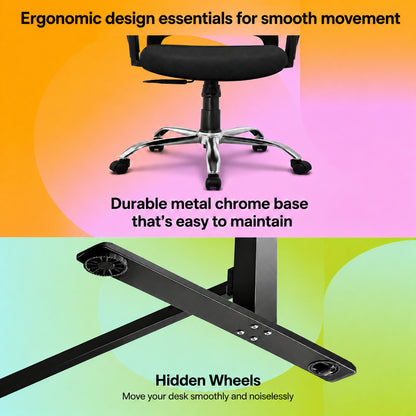 Lyft - Height Adjustable Table (Black Base and Black Top) With Spin - Office Chair (Jet Black)