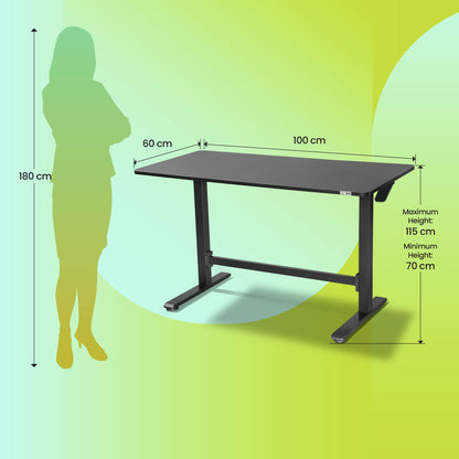 Lyft - Height Adjustable Table (Black Base and Black Top) With Spin - Office Chair (Jet Black)