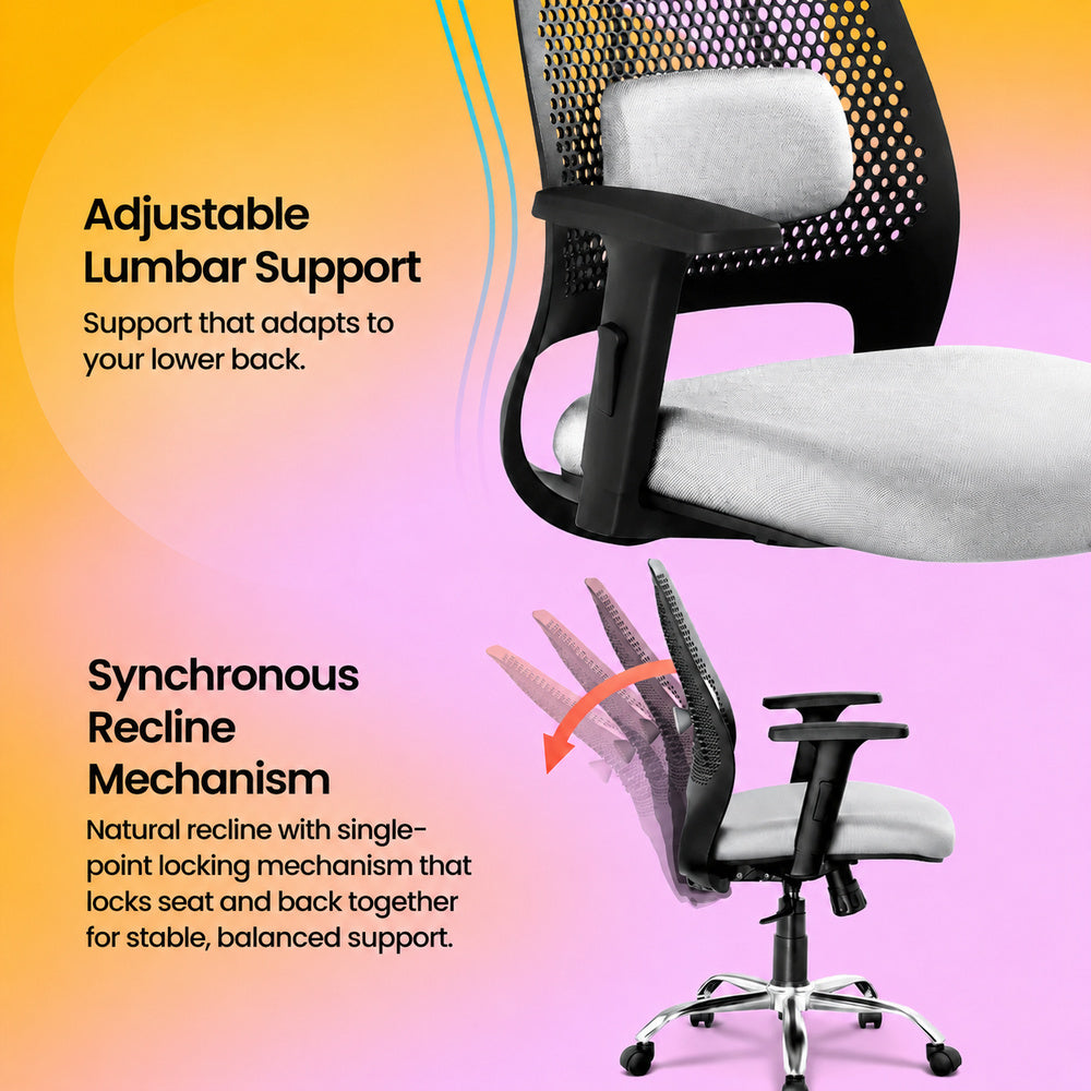 Lyft - Height Adjustable Table (Black Base and Black Top) With Spin - Office Chair (Cement Grey)