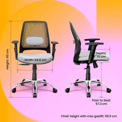 Lyft - Height Adjustable Table (Black Base and Black Top) With Spin - Office Chair (Cement Grey)