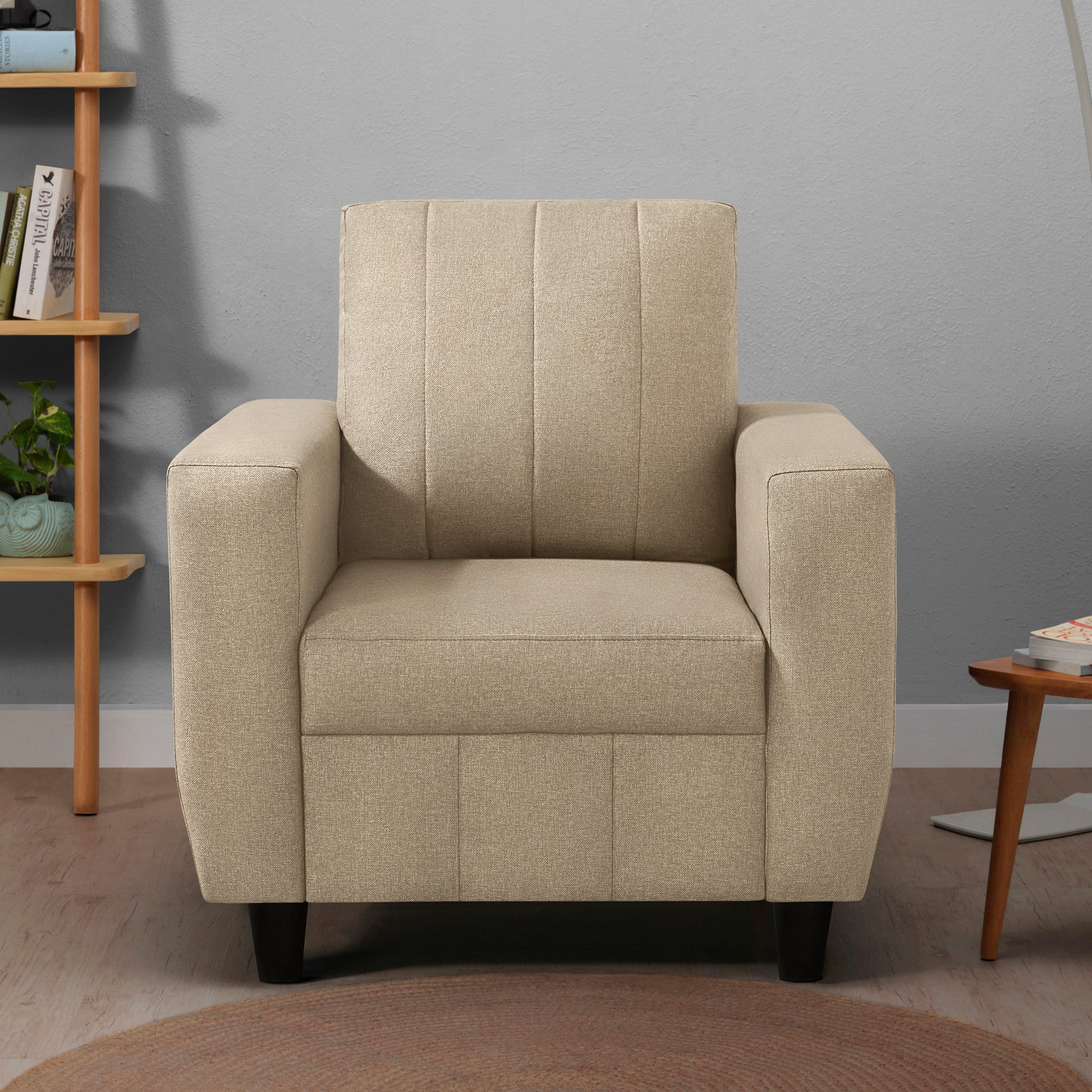 Sofa|Bae|1|Seater|Sofa|Fabric|Pebble|Brown