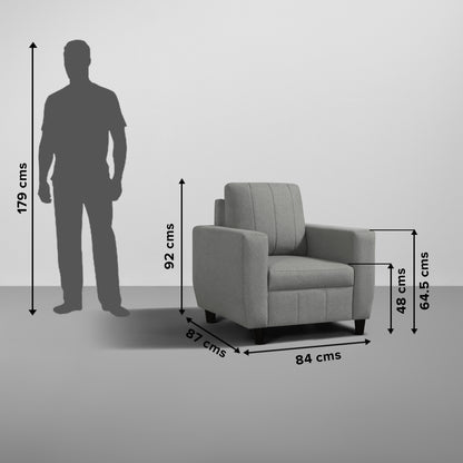 Sofa|Bae|1|Seater|Sofa|Fabric|Stone|Grey