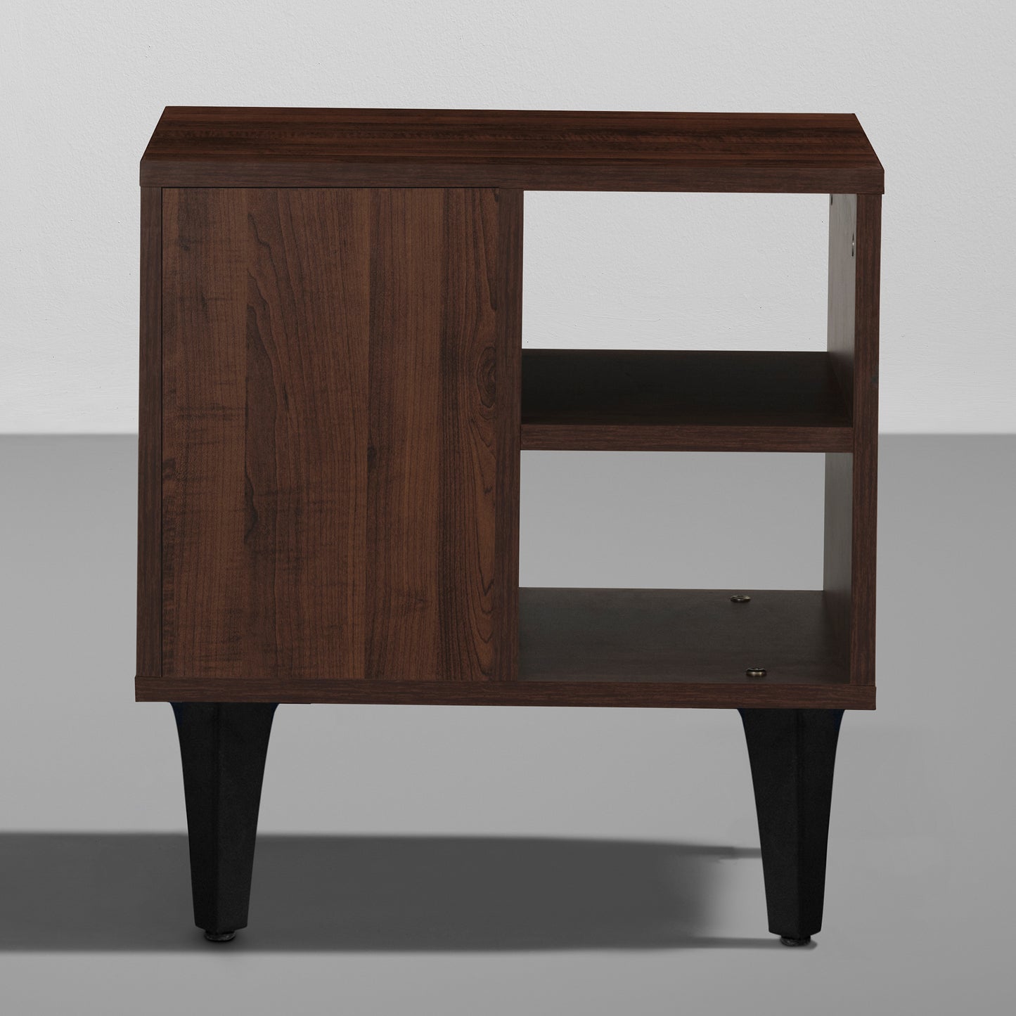 Bestie|Bedside|Table|2|Shelves|&|1|Door|Dark|Walnut|&|Slate|Grey|Finish