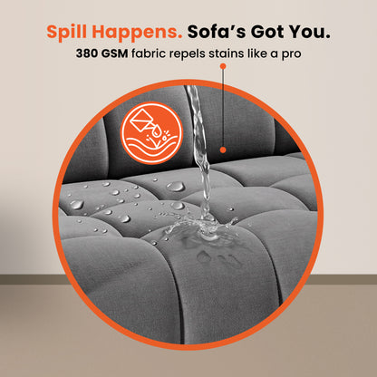 Sofa|BITE|2|Seater|Fabric|Gunmetal|Grey