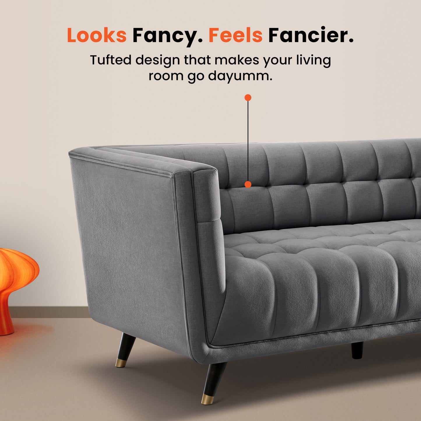 Sofa|BITE|2|Seater|Fabric|Gunmetal|Grey