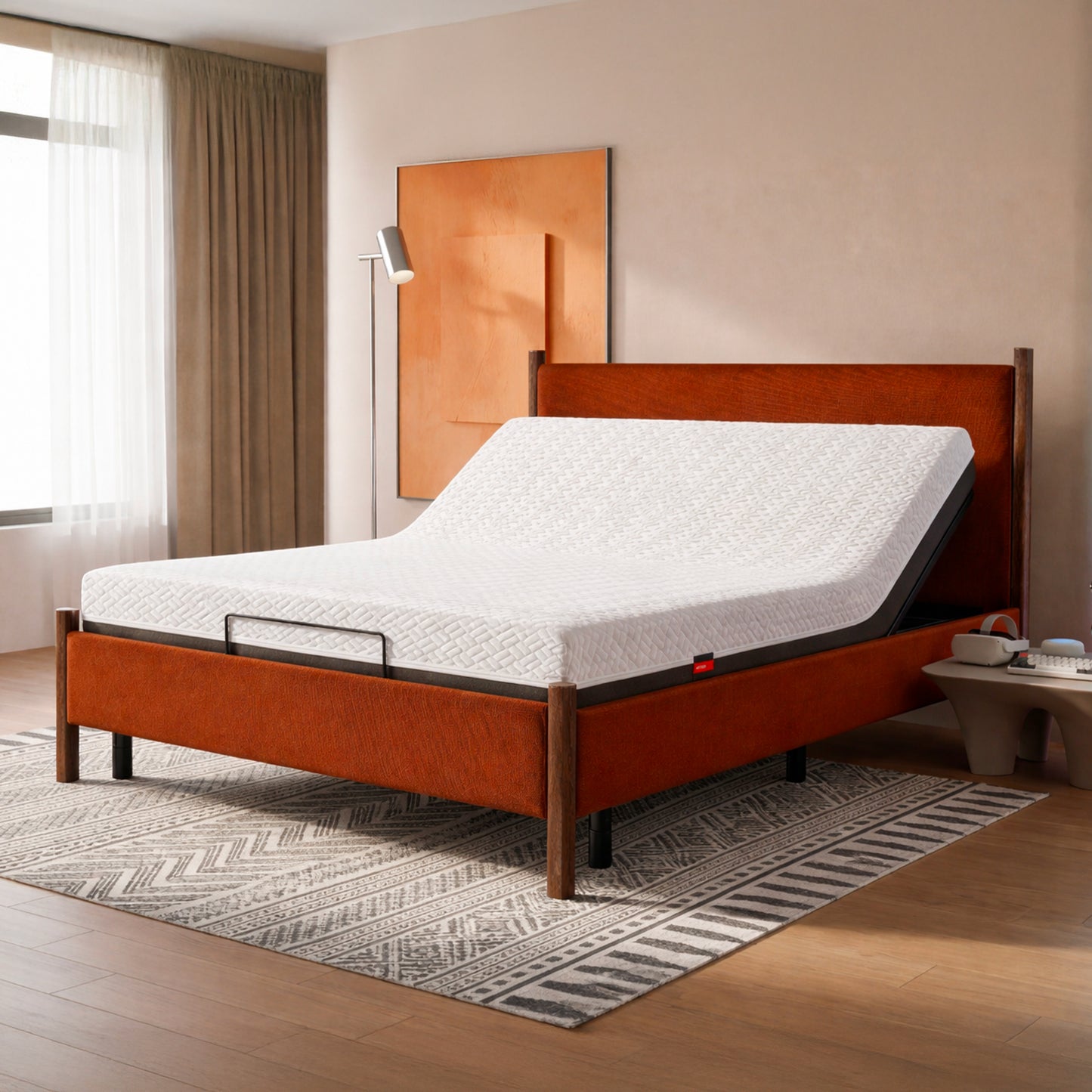 Boba Move - Adjustable Bed Orra Upholstered Bed King Size (Rust) + Sense Mattress 8" (20.3 cm)