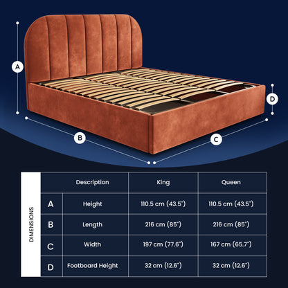 Boba Bed WS - Upholstered Bed with Hydraulic Storage King Size (Baked Clay Rust)