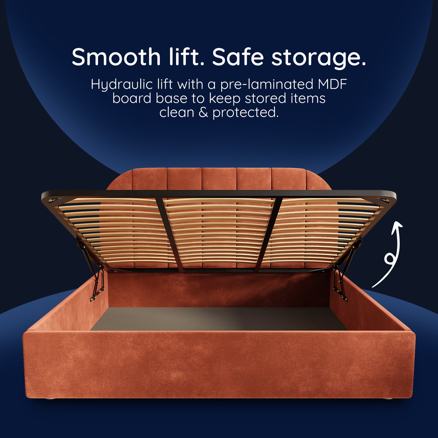 Boba Bed WS - Upholstered Bed with Hydraulic Storage King Size (Baked Clay Rust)