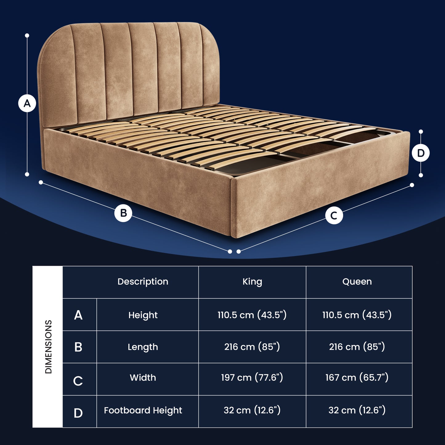 Boba Bed WS - Upholstered Bed with Hydraulic Storage King Size (Sepia Tint Brown)