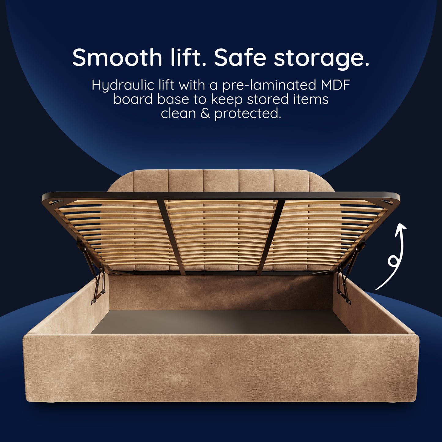 Boba Bed WS - Upholstered Bed with Hydraulic Storage King Size (Sepia Tint Brown)