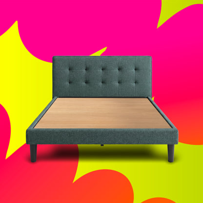 Boba Bed NS - Upholstered Bed Without Storage, King Size (Mirage Blue)