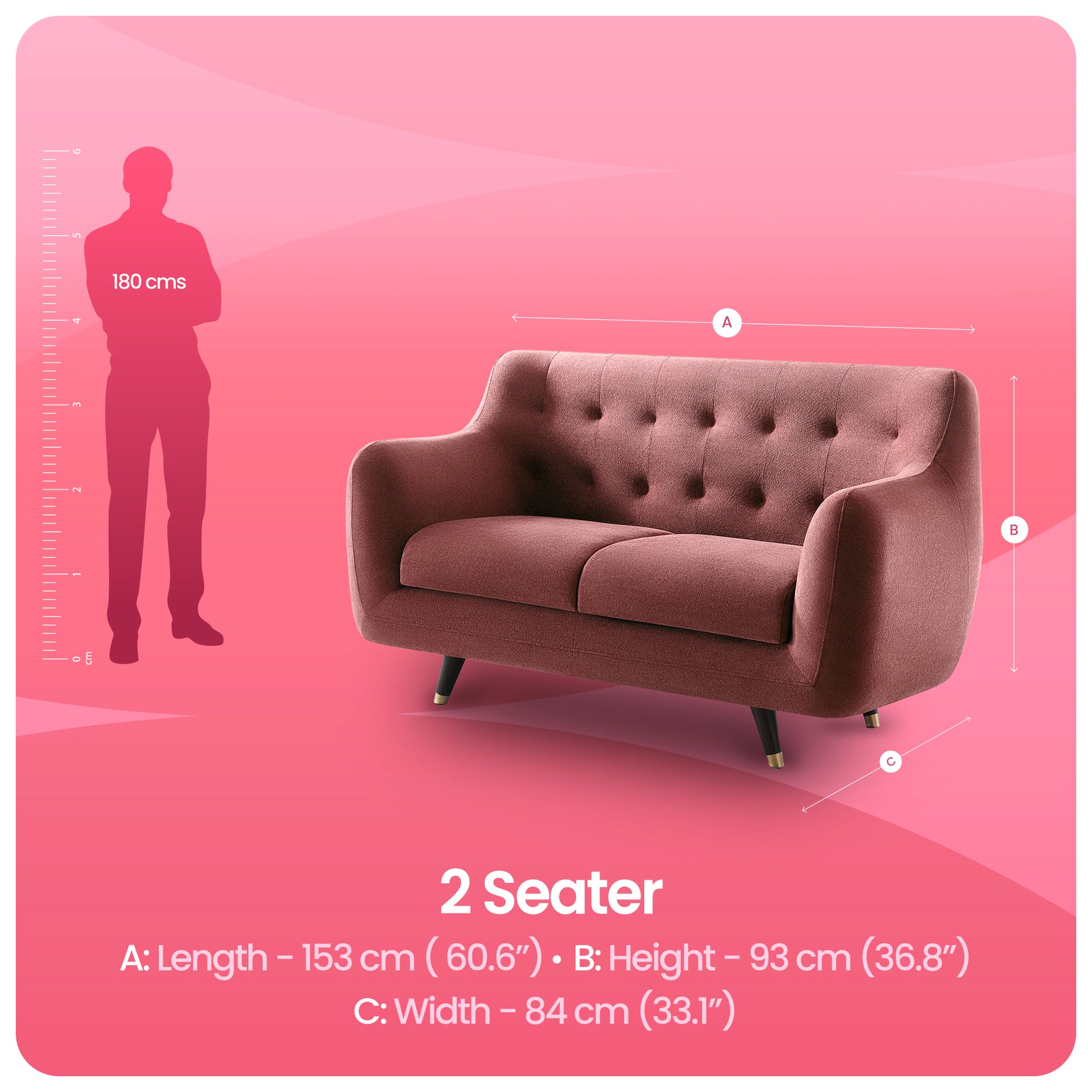 Sofa|Bubbles|2|Seater|Sofa|Fabric|Canyon|Rose