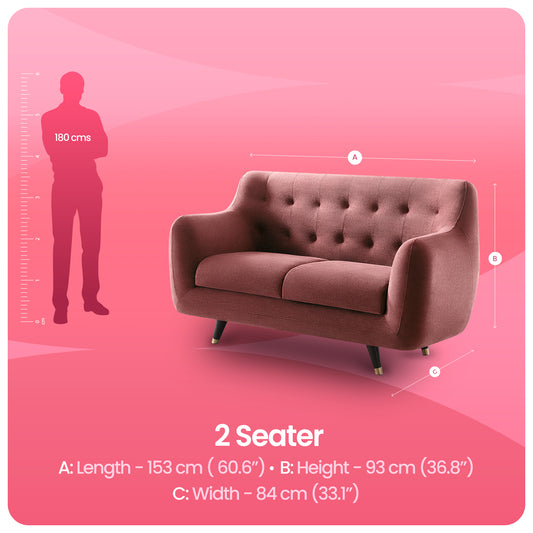 Sofa|Bubbles|2|Seater|Sofa|Fabric|Canyon|Rose