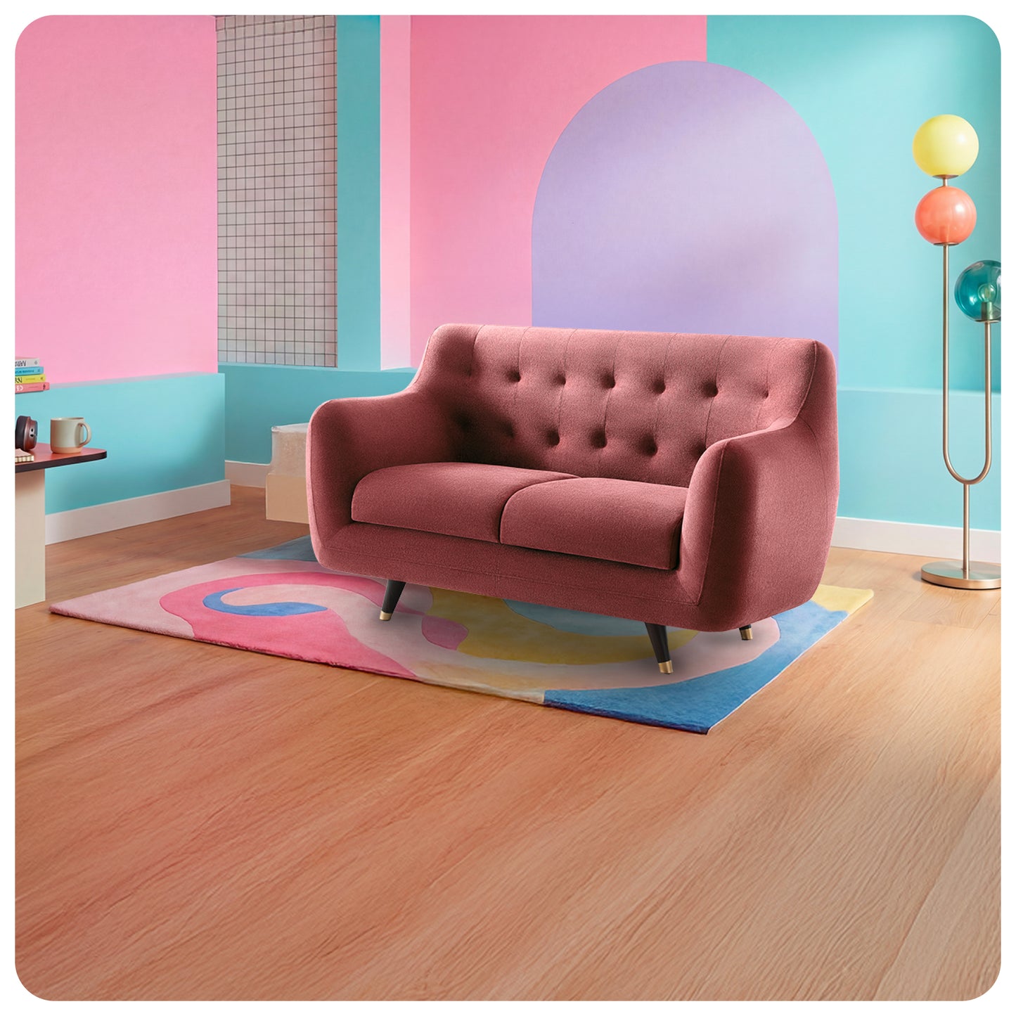 Sofa|Bubbles|2|Seater|Sofa|Fabric|Canyon|Rose