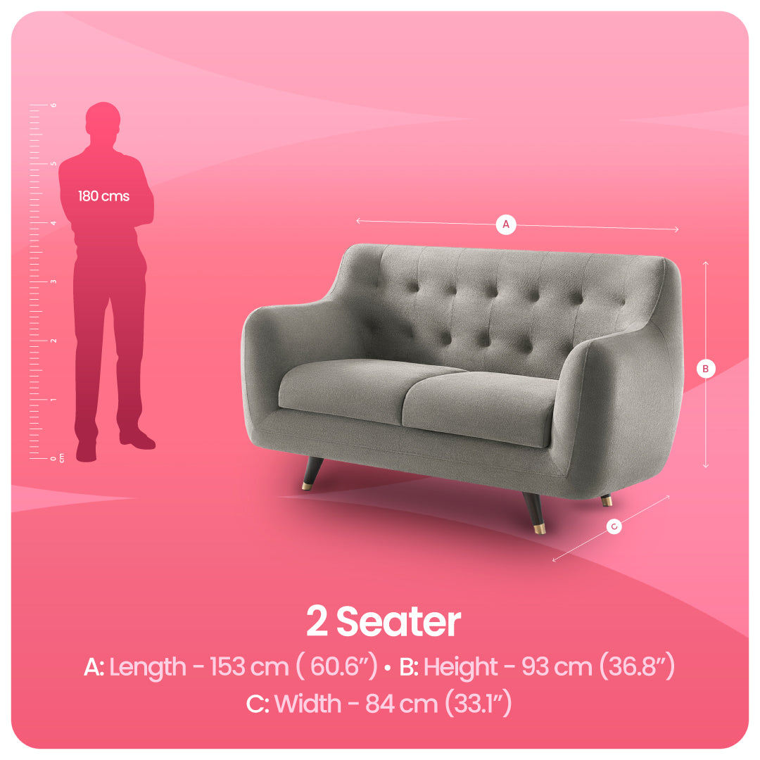 Sofa|Bubbles|2|Seater|Sofa|Fabric|Flint|Grey