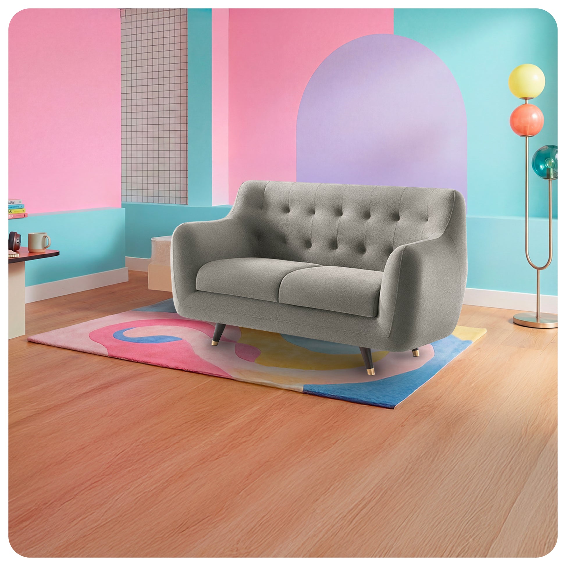 Sofa|Bubbles|2|Seater|Sofa|Fabric|Flint|Grey