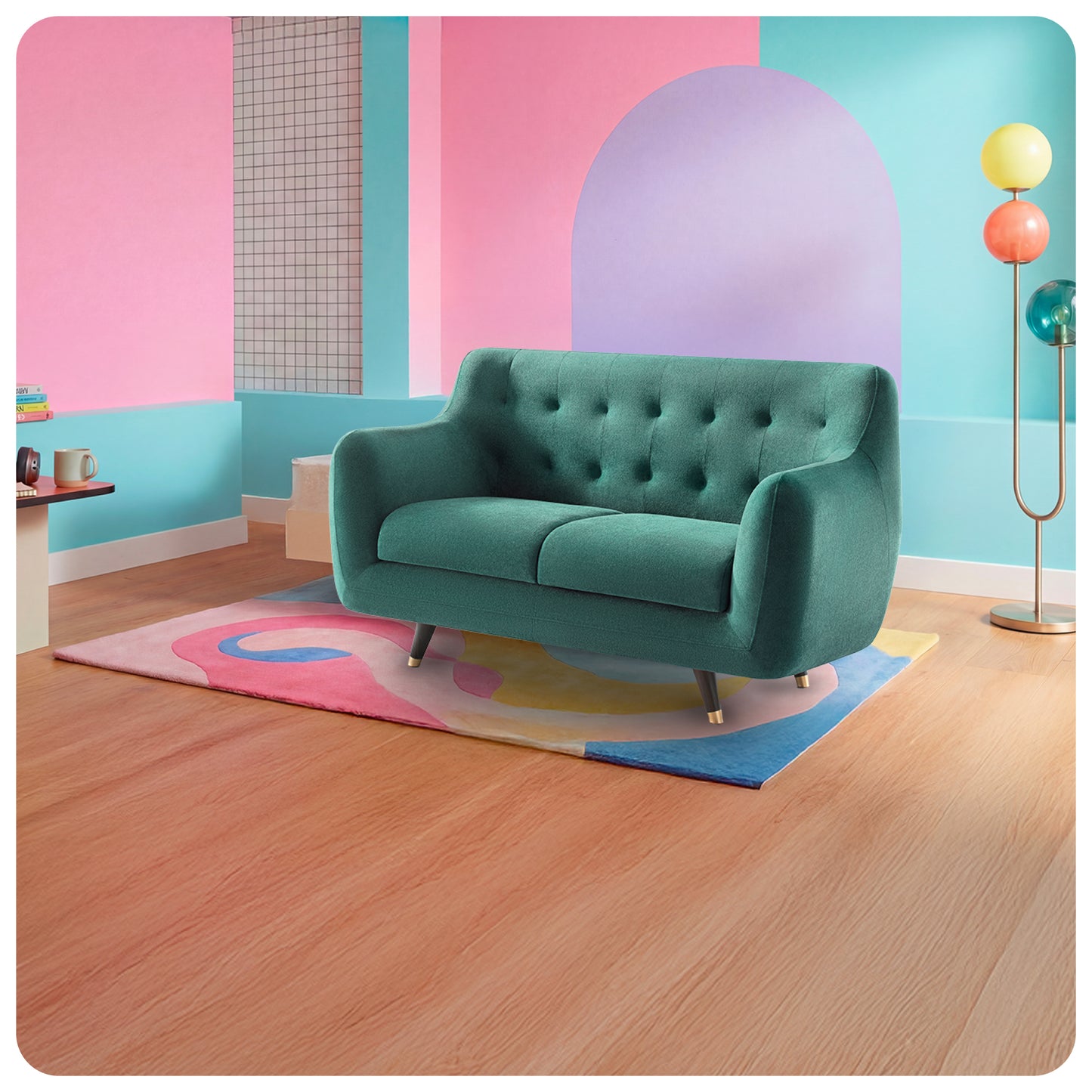 Sofa|Bubbles|2|Seater|Sofa|Fabric|Teal|Blue