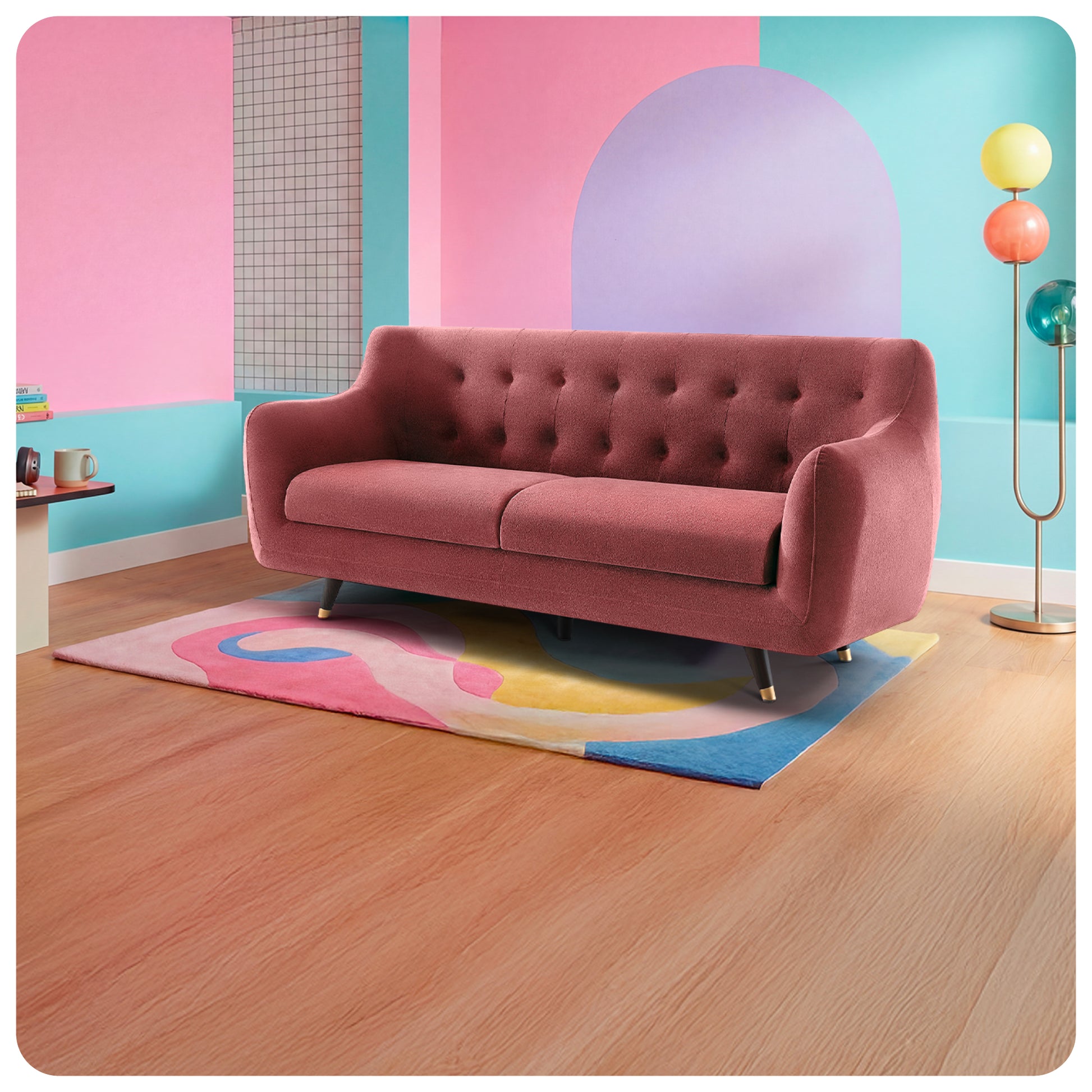 Sofa|Bubbles|3|Seater|Sofa|Fabric|Canyon|Rose