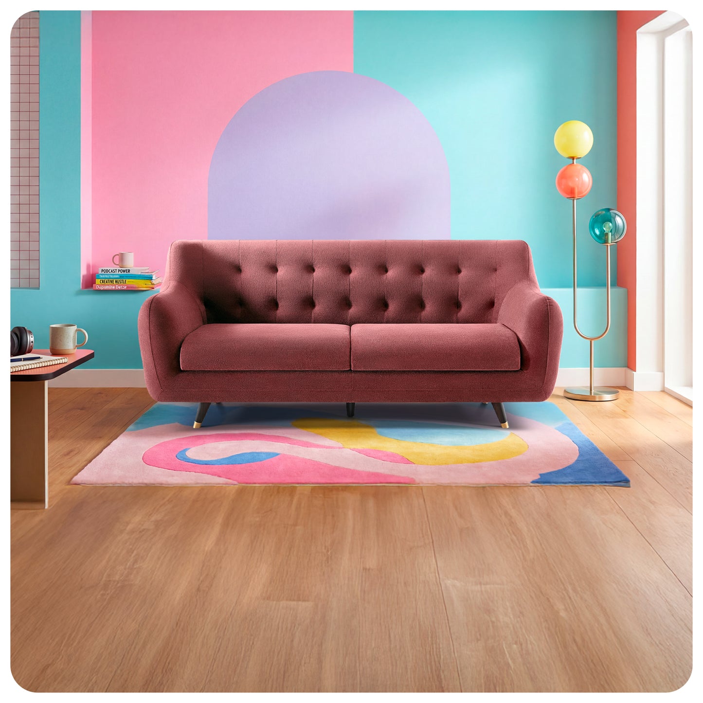 Sofa|Bubbles|3|Seater|Sofa|Fabric|Canyon|Rose