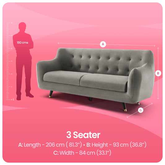 Sofa|Bubbles|3|Seater|Sofa|Fabric|Flint|Grey