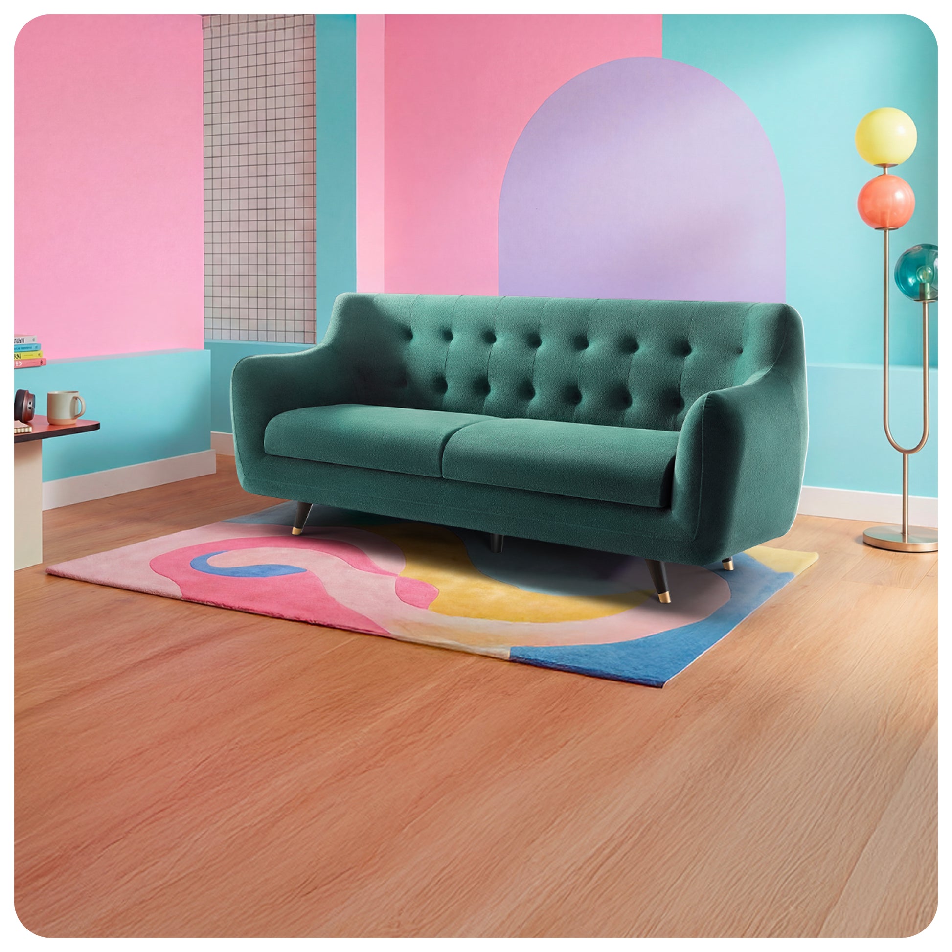 Sofa|Bubbles|3|Seater|Sofa|Fabric|Teal|Blue