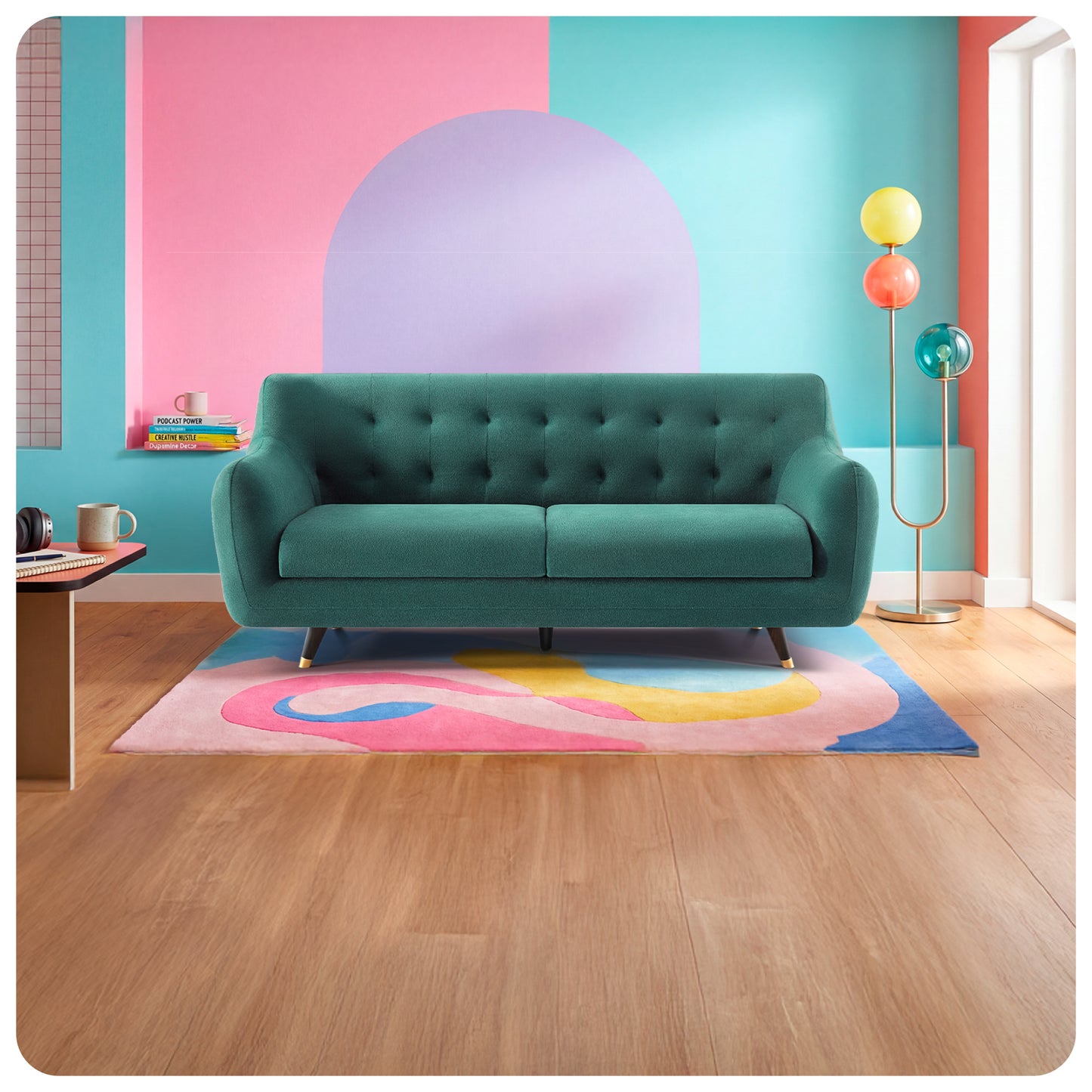 Sofa|Bubbles|3|Seater|Sofa|Fabric|Teal|Blue