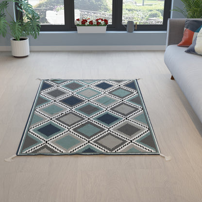 Checks|Premium|Geometric|Dhurrie|48|72|inches|4|6|ft|Grey