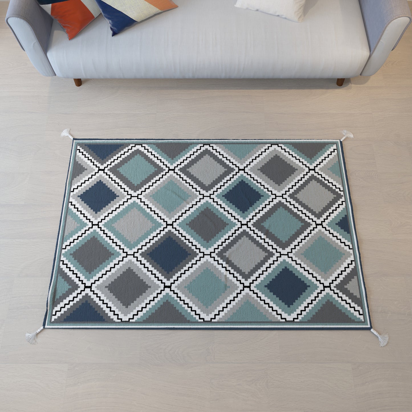 Checks|Premium|Geometric|Dhurrie|48|72|inches|4|6|ft|Grey