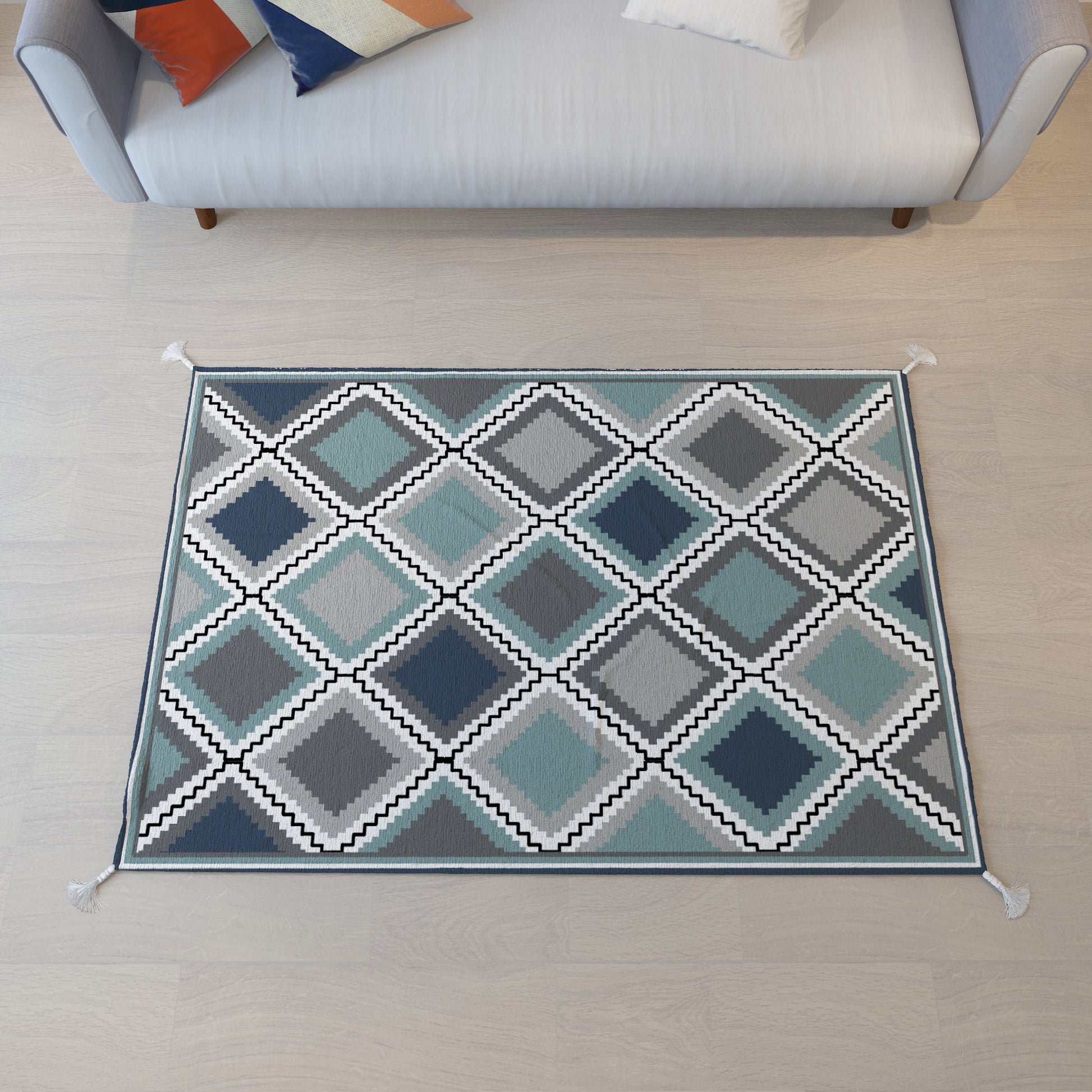 Checks|Premium|Geometric|Dhurrie|48|72|inches|4|6|ft|Grey