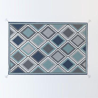 Checks|Premium|Geometric|Dhurrie|48|72|inches|4|6|ft|Grey