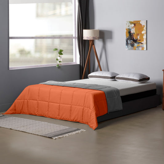 Comforter|Reversible|Microfiber|Comforter|Citrus|Orange|&|Ash|Grey
