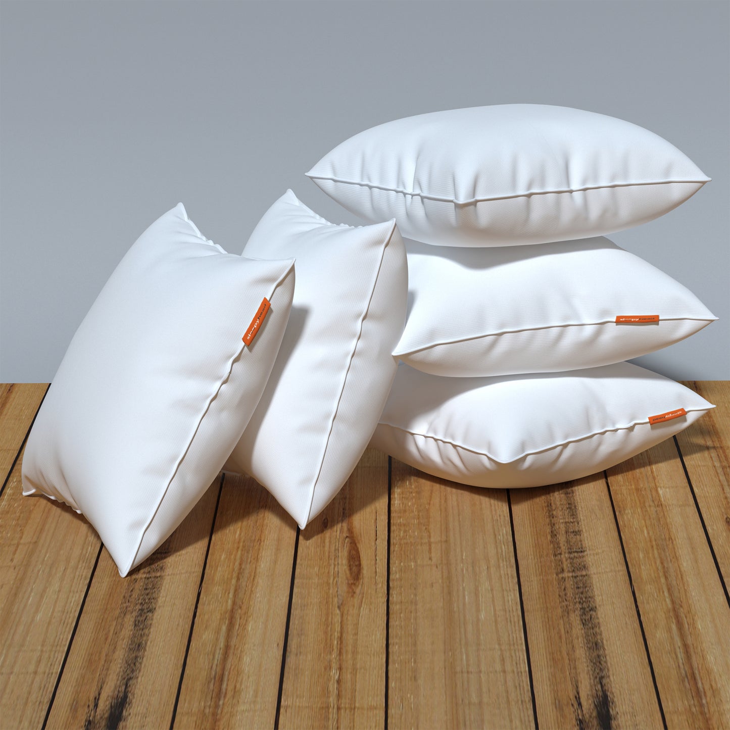 Premium|Fiber|Cushion|Fillers|White|Set|of|5