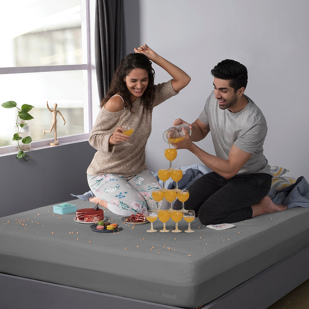 Bamboo Terry Waterproof Mattress Protector, (75 X 48 inches, Double Size, Grey)