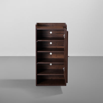 Footsie|Engineered|Wood|Vertical|Shoe|Rack|1|Door|10|Pair|Dark|Walnut