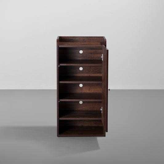 Footsie|Engineered|Wood|Vertical|Shoe|Rack|1|Door|10|Pair|Dark|Walnut