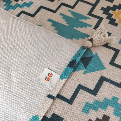 Grid|Premium|Geometric|Dhurrie|48|72|inches|4|6|ft|Blue