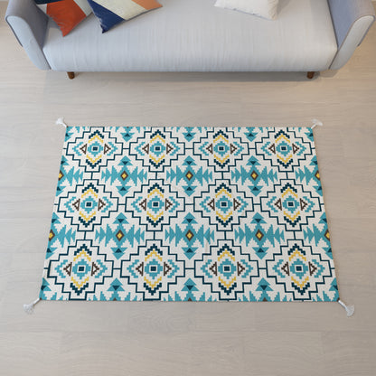 Grid|Premium|Geometric|Dhurrie|48|72|inches|4|6|ft|Blue