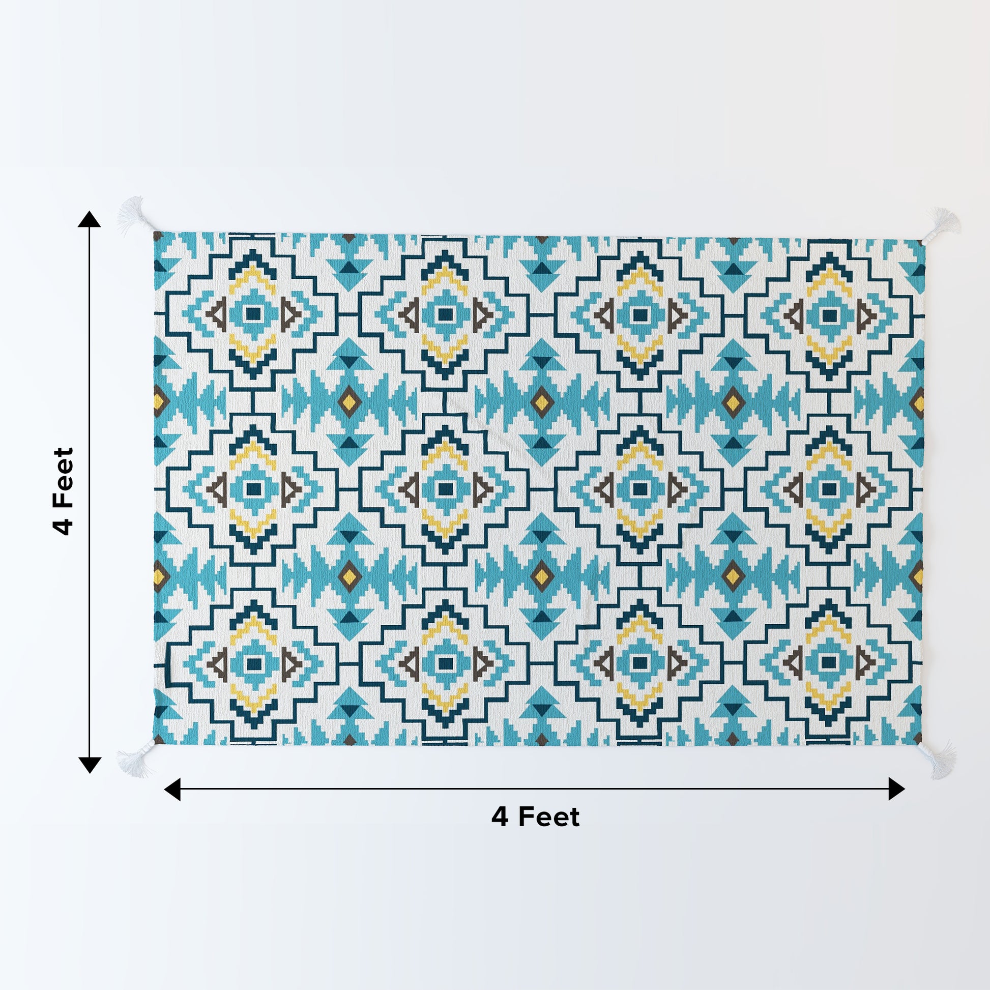 Grid|Premium|Geometric|Dhurrie|48|72|inches|4|6|ft|Blue