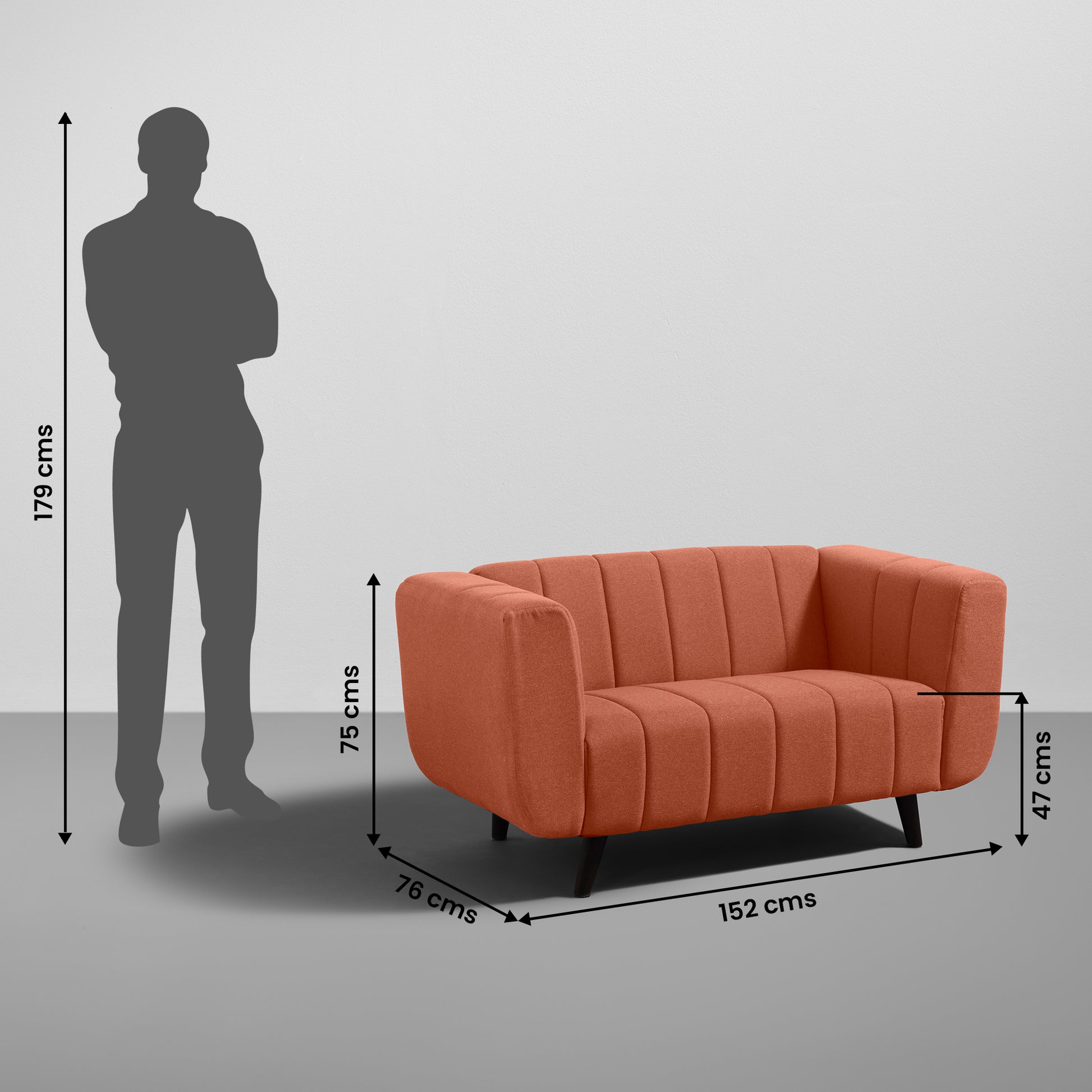 Sofa|Kiki|2|Seater|Sofa|Fabric|Lava|Orange