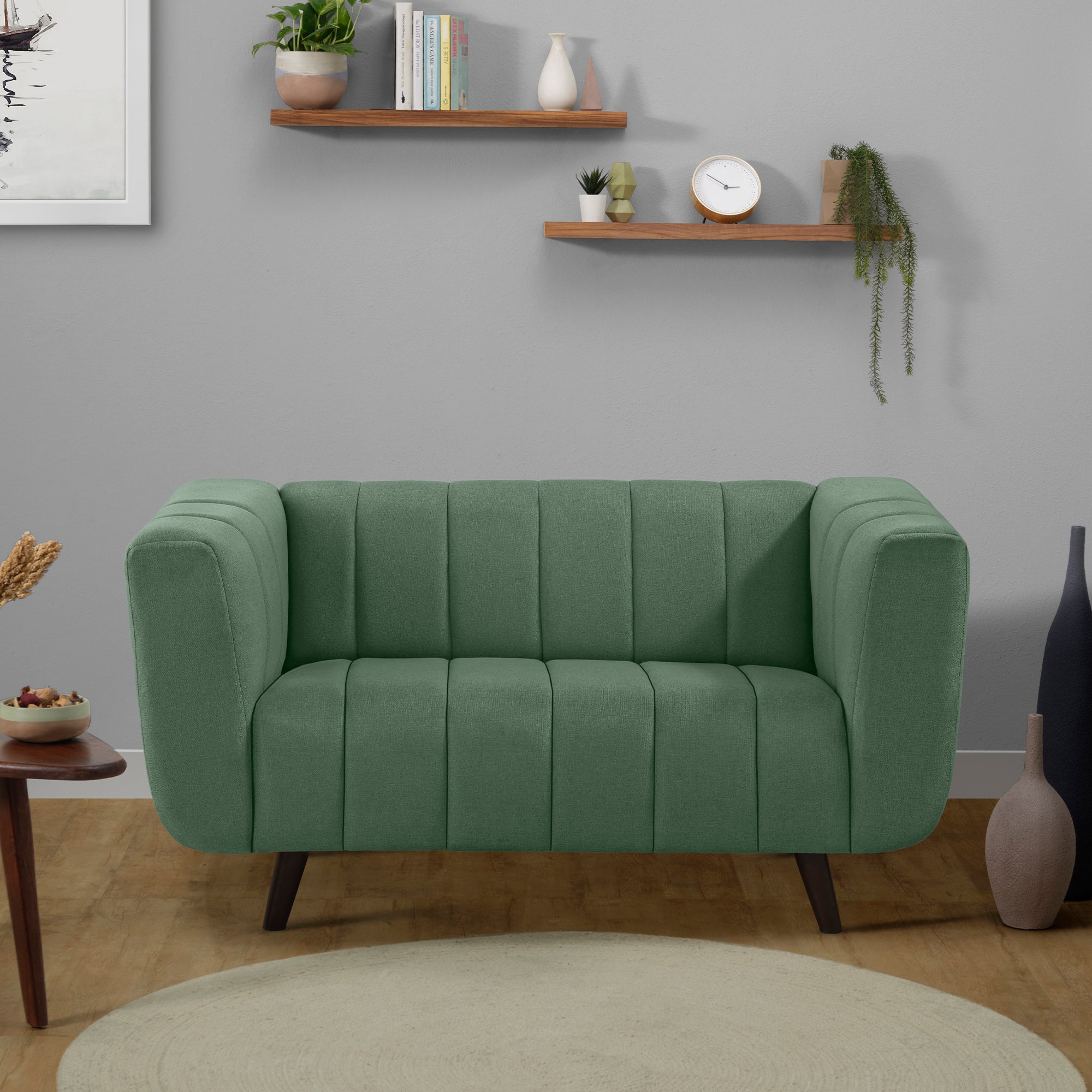 Buy Sleepyhead Kiki 2 Seater Green Fabric Sofa Online at Best Price