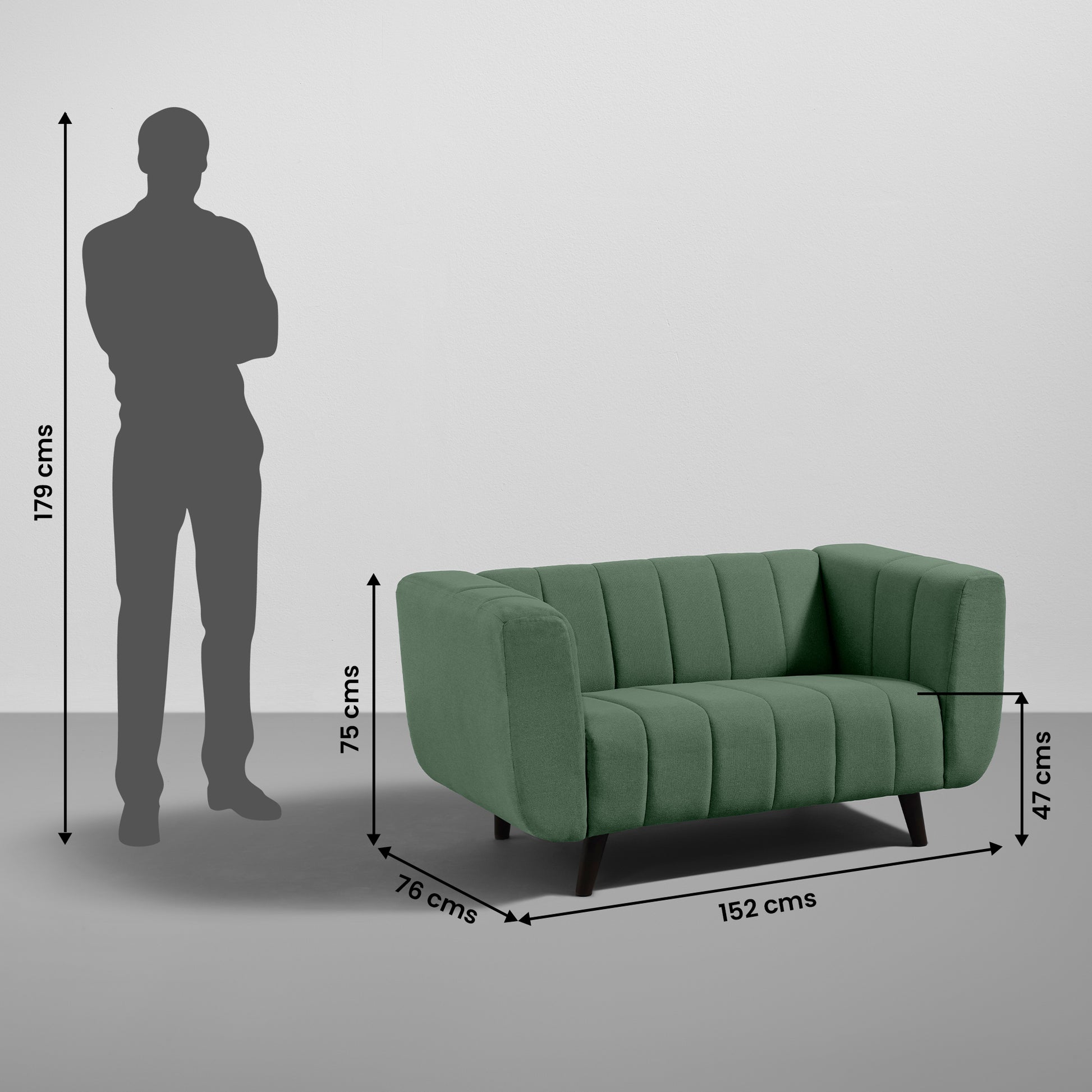 Sofa|Kiki|2|Seater|Sofa|Fabric|Sapling|Green