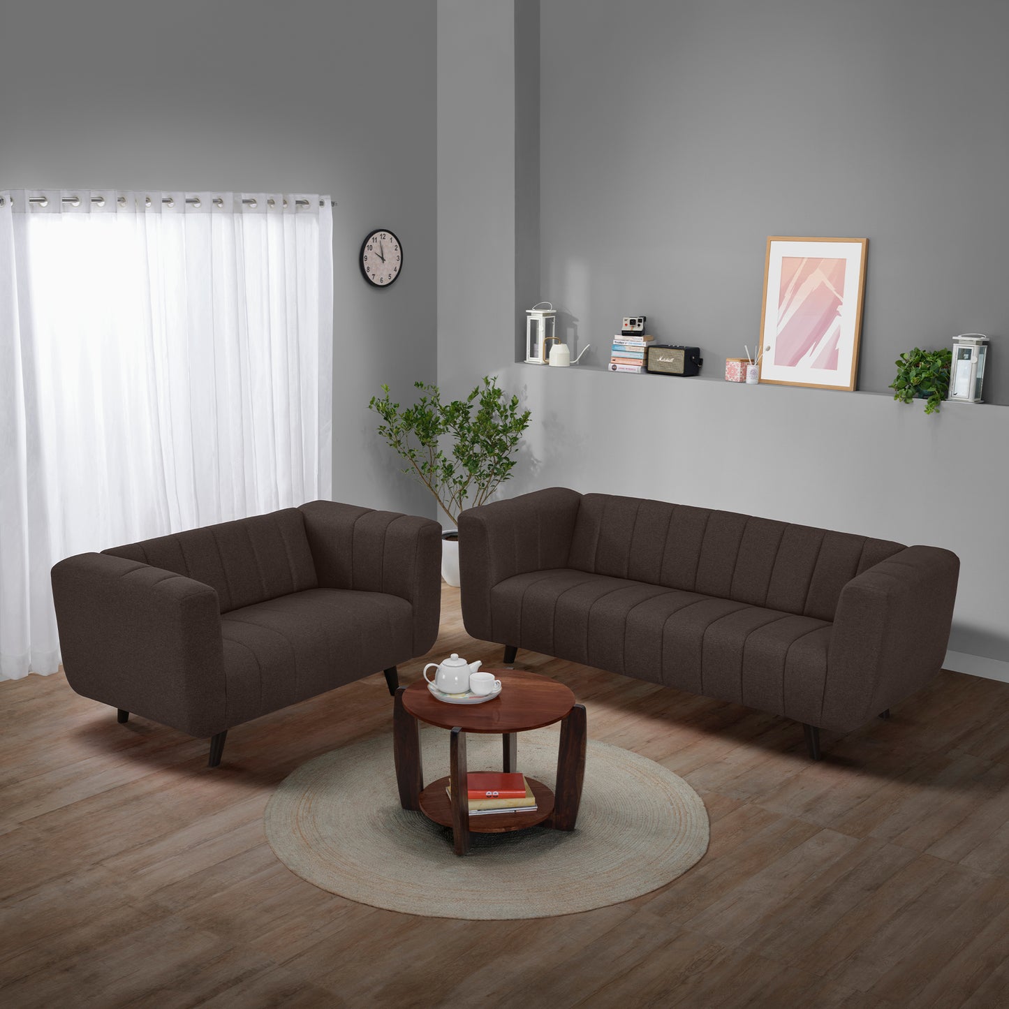 Sofa|Kiki|3+2|Seater|Sofa|Set|Fabric|Earth|Brown