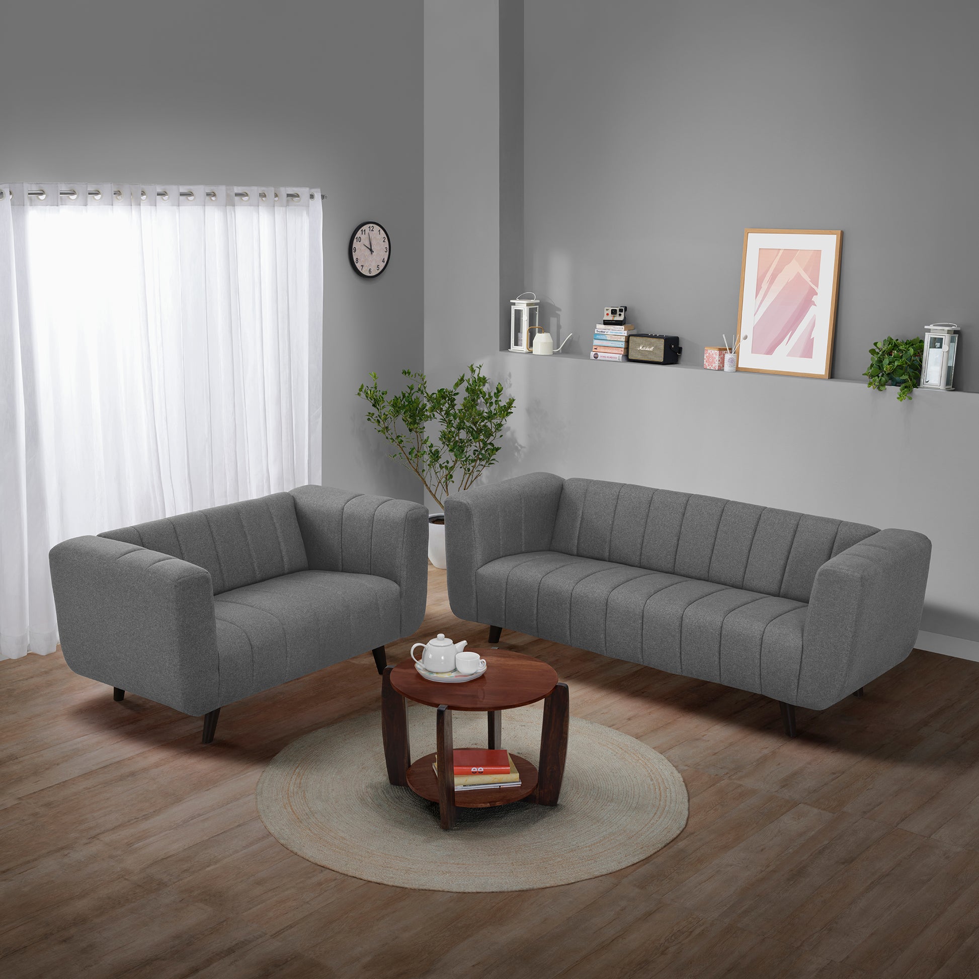 Sofa|Kiki|3+2|Seater|Sofa|Set|Fabric|Graphite|Grey