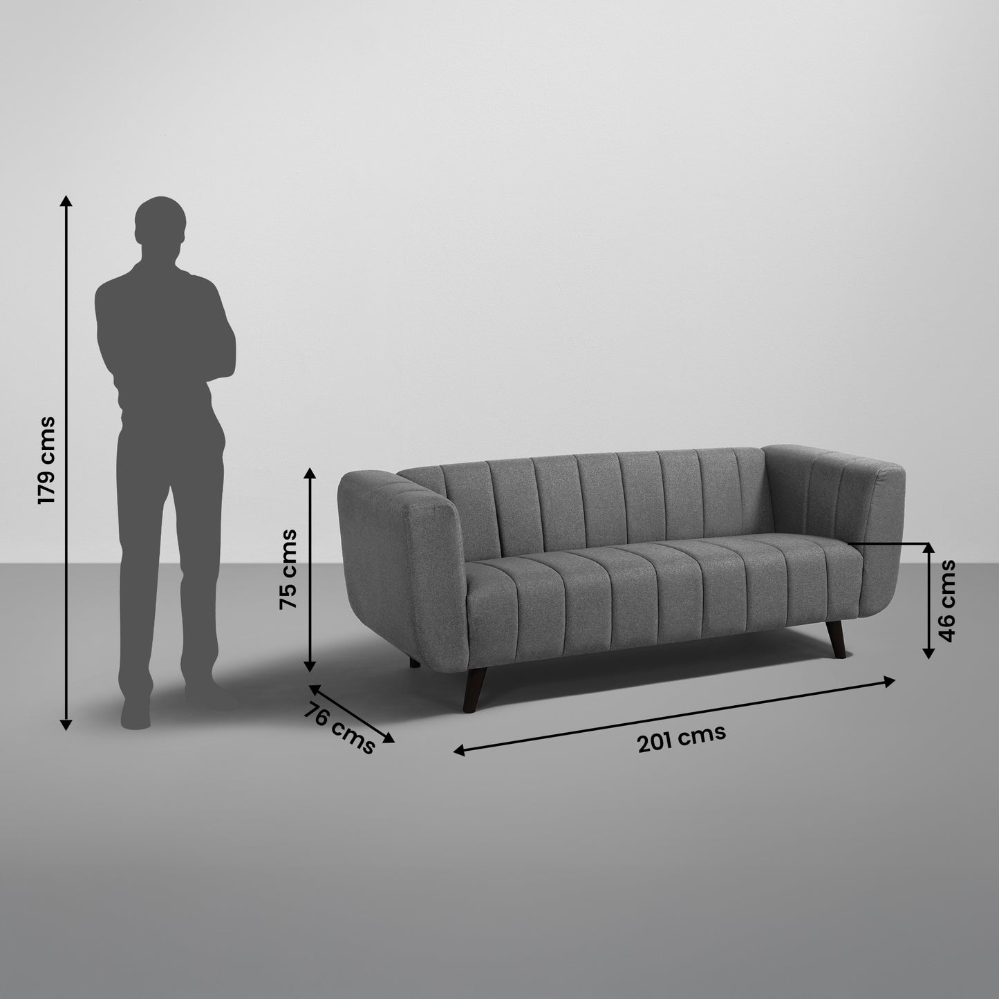 Sofa|Kiki|3+2|Seater|Sofa|Set|Fabric|Graphite|Grey