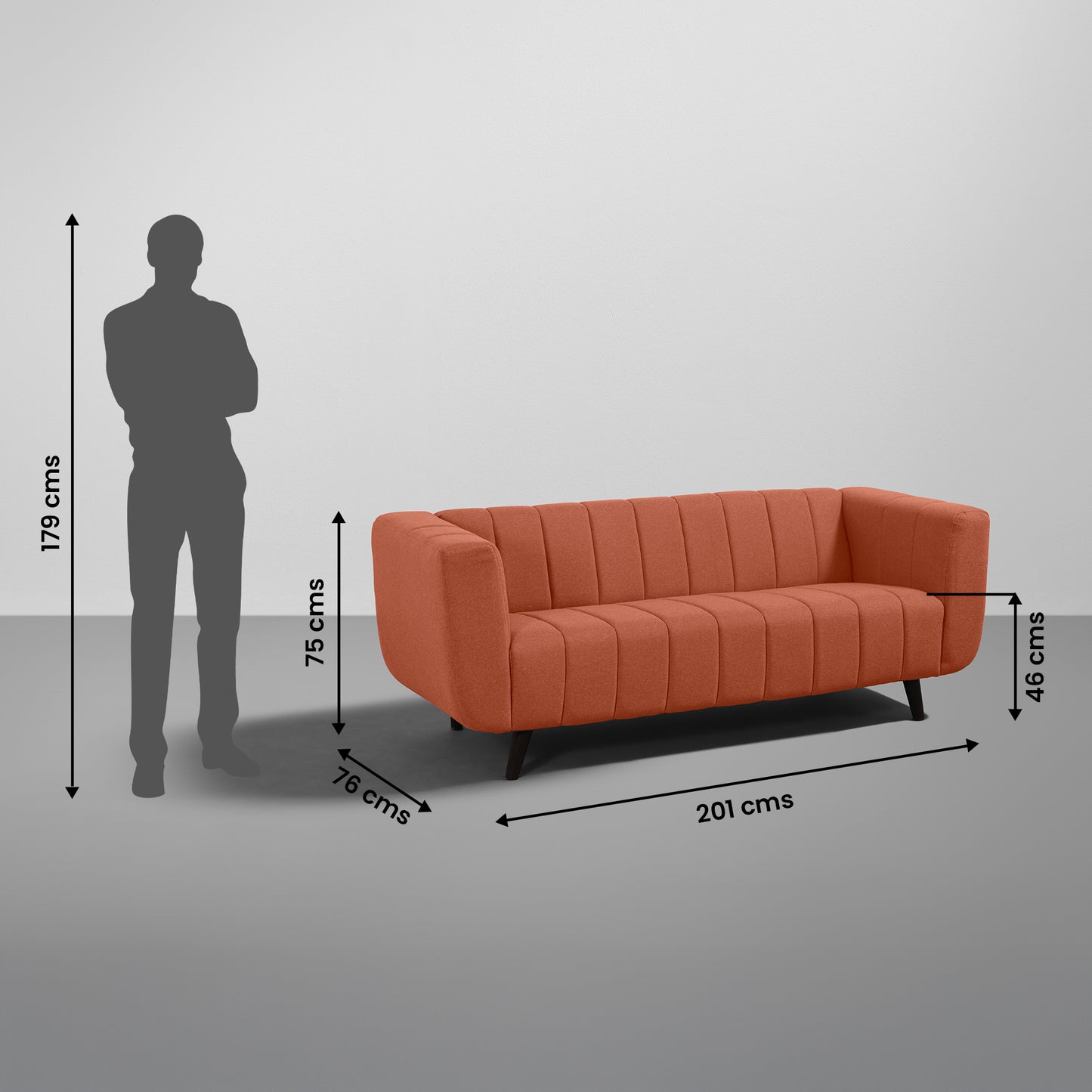 Sofa|Kiki|3+2|Seater|Sofa|Set|Fabric|Lava|Orange