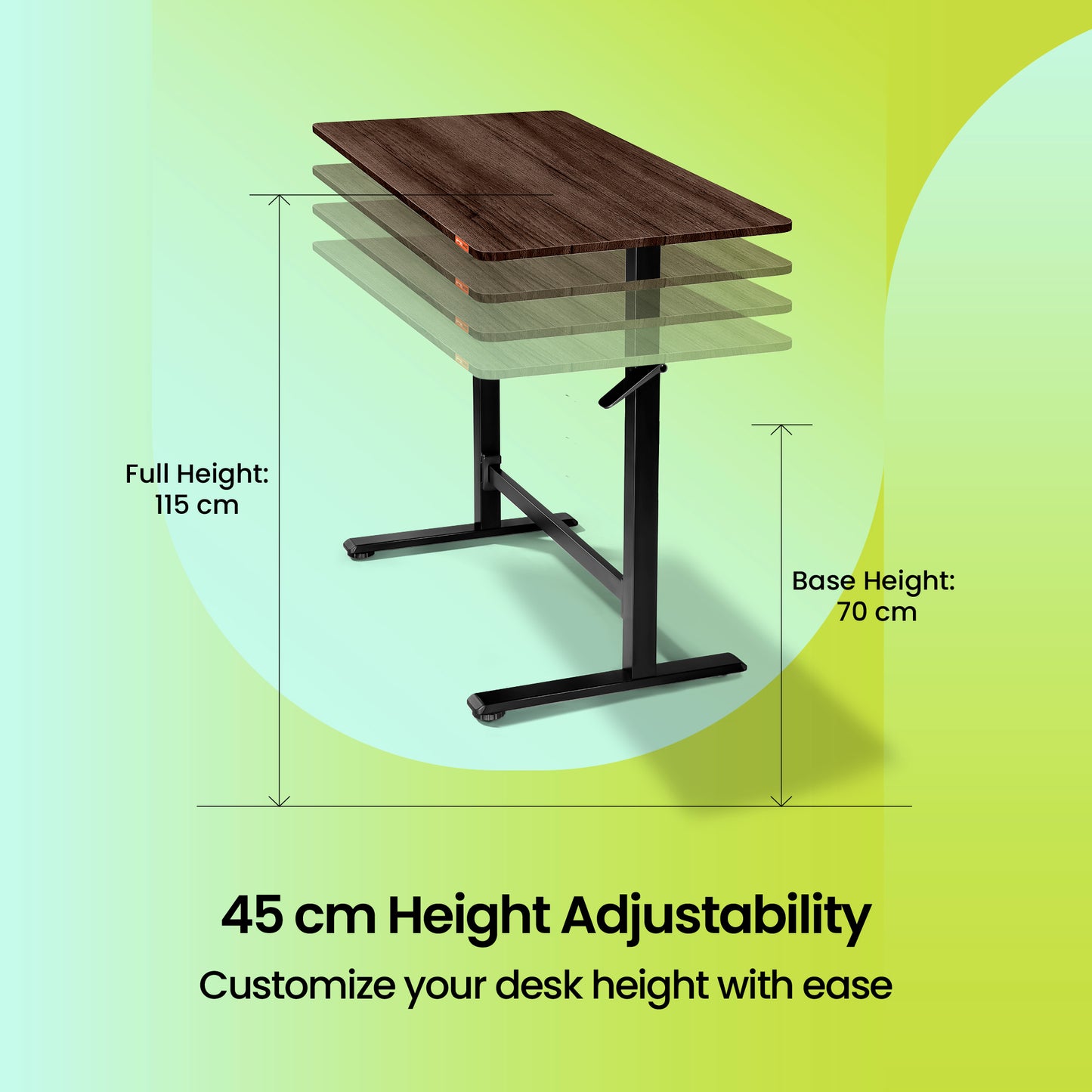 Lyft - Height Adjustable Table (Black Base and Walnut Top)
