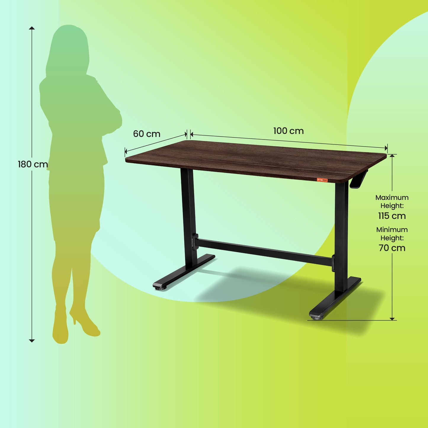 Lyft - Height Adjustable Table (Black Base and Walnut Top)