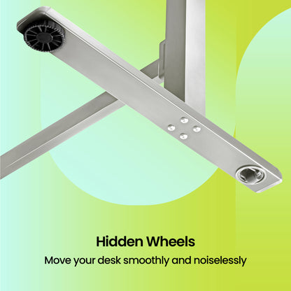 Lyft - Height Adjustable Table (White Base and Oak Top)