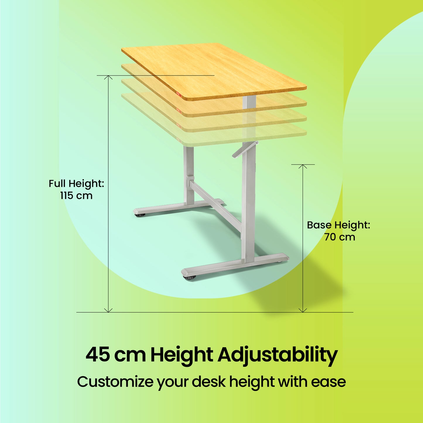 Lyft - Height Adjustable Table (White Base and Oak Top)